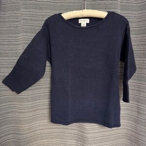 Jones New York Sport Dark Navy Linen/Cotton Cropped Sweater Size Medium